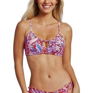 NEW Shade and Shore Bikini‎ Top 34C Lightly Padded Paisley Floral Keyhole